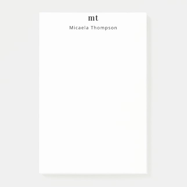 Personalized Barely White + Initials Post-it Notes (Front)