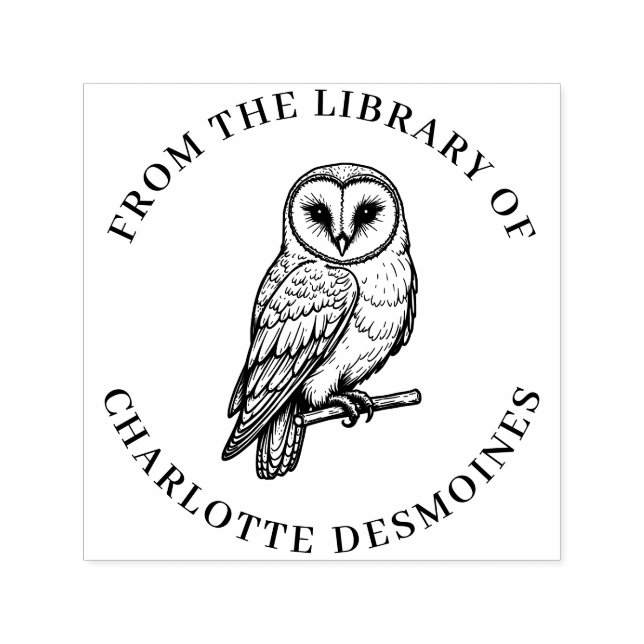 Personalized Barn Owl Book Stamp Custom Ex libris (Design)