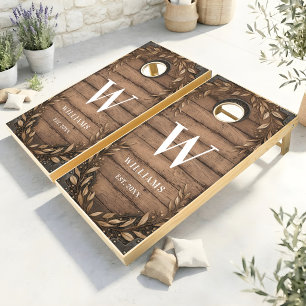 Personalized Barn Wood Family Name Cornhole Set