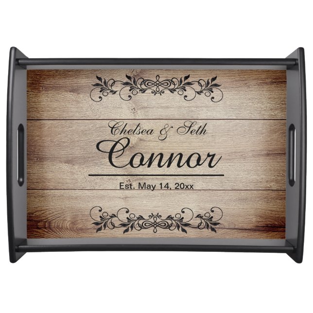 Personalized Barn Wood Style   Serving Tray (Front)