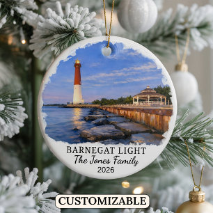Personalized Barnegat Light, Custom New Jersey Ceramic Ornament