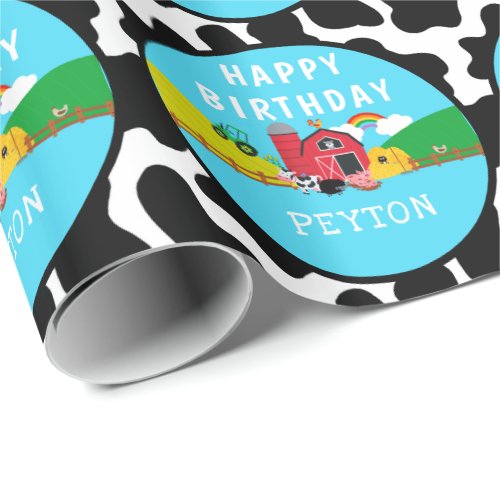 Personalized Barnyard Farm Animal Birthday Party Wrapping Paper