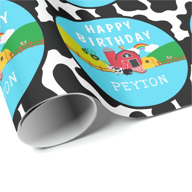 Personalized Barnyard Farm Animal Birthday Party Wrapping Paper (Roll Corner)