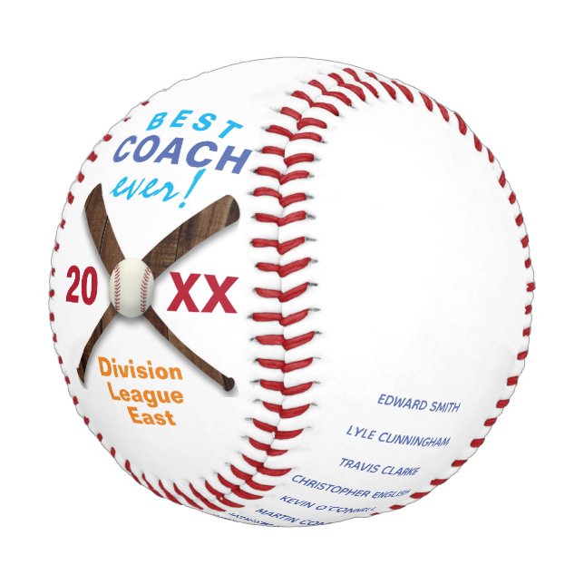 Personalized Basball Team Best Coach Baseball (Angled)
