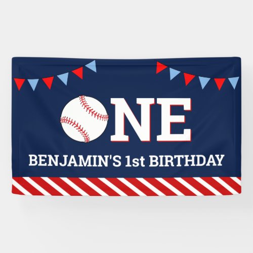Personalized Baseball 1st Birthday Party Banner