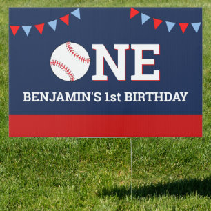 Personalized Baseball 1st Birthday Party Sign