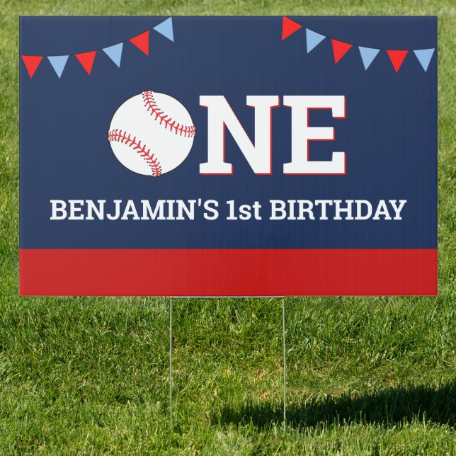Personalized Baseball 1st Birthday Party Sign (Insitu)