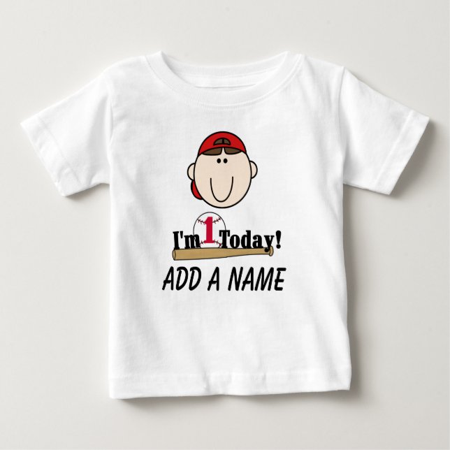 Personalized Baseball 1st Birthday T-shirt (Front)