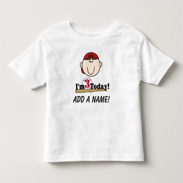 Personalized Baseball 3rd Birthday T-shirt (Front)