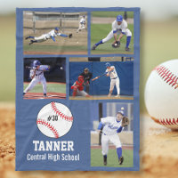 Personalized Baseball 5 Photo Collage Name Team #