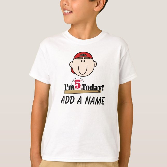 Personalized Baseball 5th Birthday Tshirt (Front)