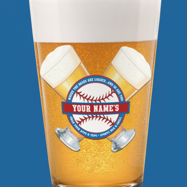 Personalized Baseball and Beer Glass (Creator Uploaded)