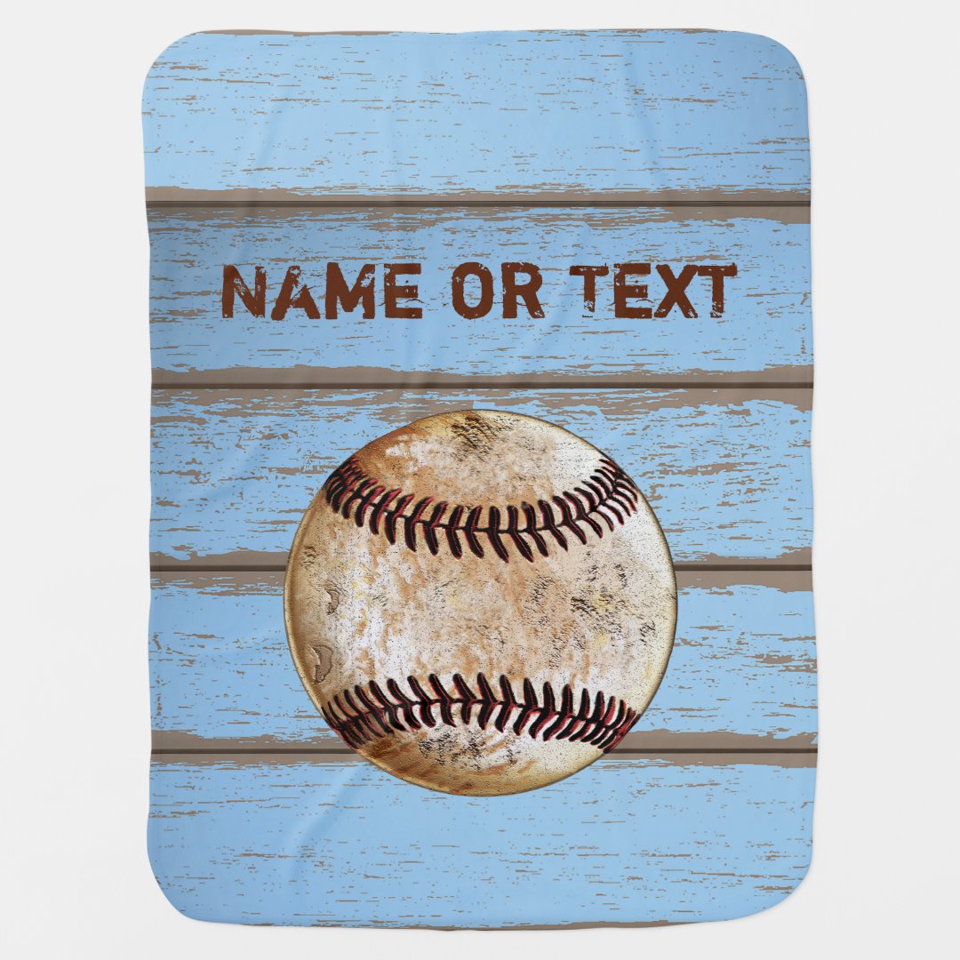 Personalized Baseball Baby Blanket Name Shiplap Zazzle
