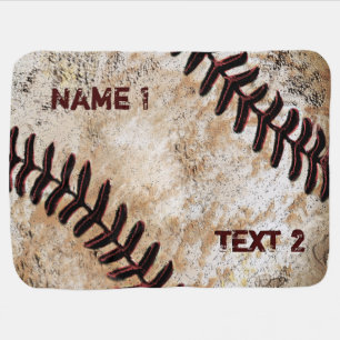 Personalized Baseball Baby Blanket Vintage Decor