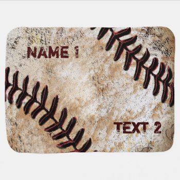 Personalized Baseball Baby Blanket Vintage Decor by YourSportsGifts at Zazzle