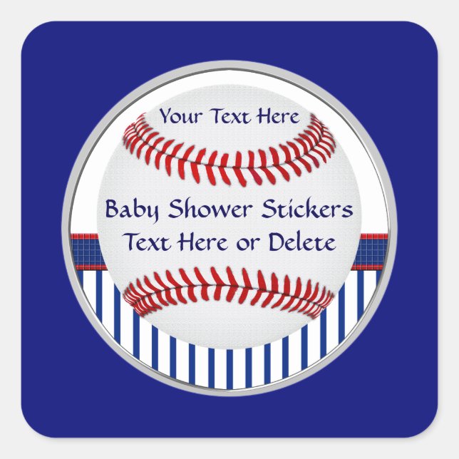 Personalized Baseball Baby Shower Stickers (Front)