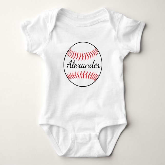 Personalized Baseball Ball Baby Bodysuit (Front)