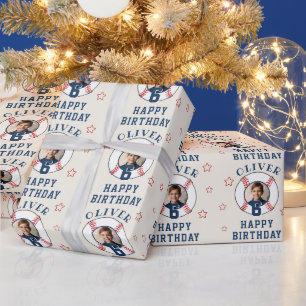 Personalized Baseball Ball Birthday Photo Wrapping Paper