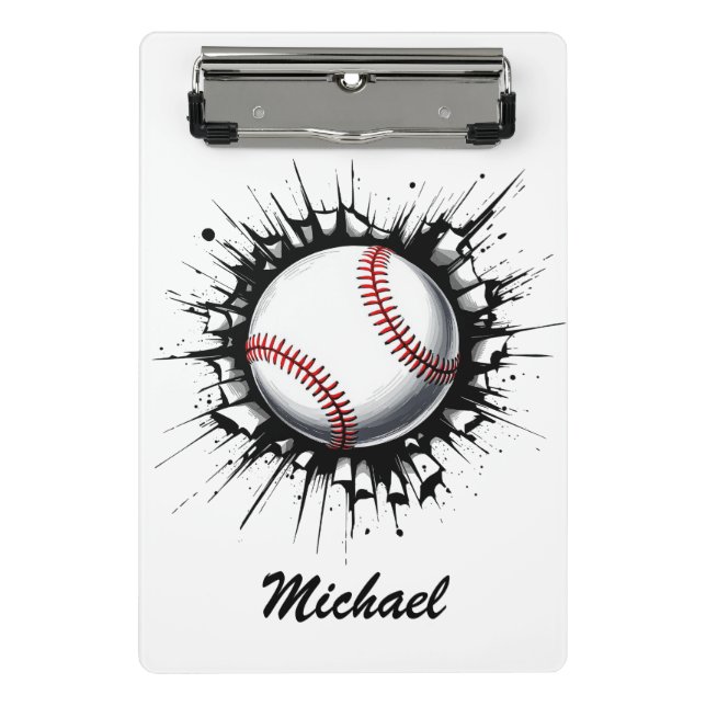  Personalized Baseball Ball Breaking Through Wall  Mini Clipboard (Front)