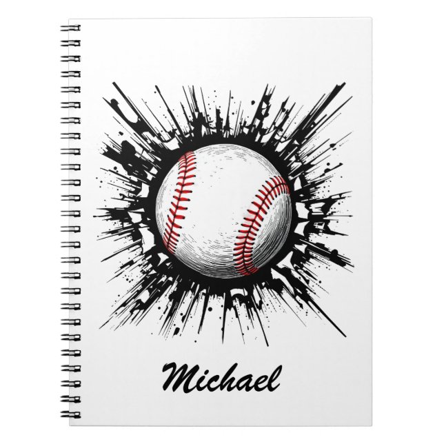  Personalized Baseball Ball Breaking Through Wall  Notebook (Front)