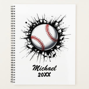 Personalized Baseball Ball Breaking Through Wall Planner
