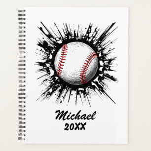Personalized Baseball Ball Breaking Through Wall Planner