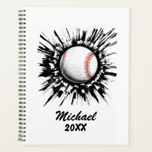 Personalized Baseball Ball Breaking Through Wall Planner