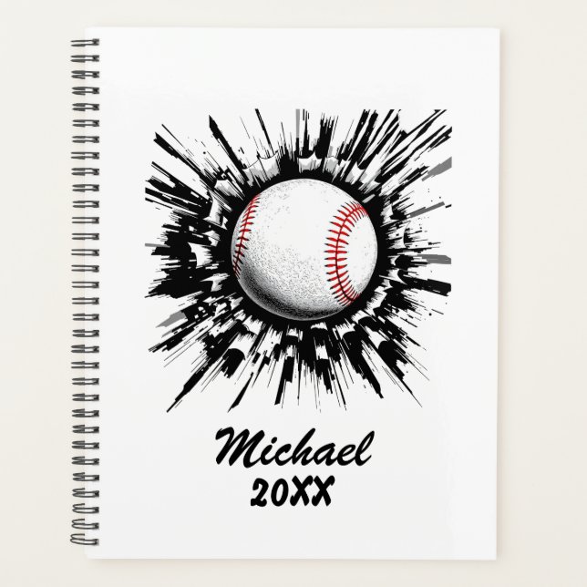  Personalized Baseball Ball Breaking Through Wall  Planner (Front)