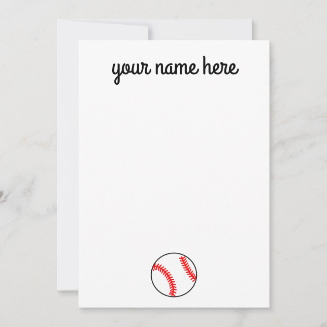 Personalized Baseball Ball Notecards (Front)