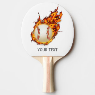 Personalized Baseball Ball on Fire bat Ping-Pong Paddle