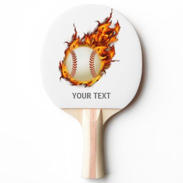 Personalized Baseball Ball on Fire bat Ping-Pong Paddle