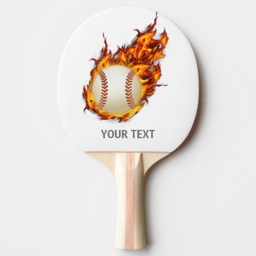 Personalized Baseball Ball on Fire bat Ping_Pong Paddle