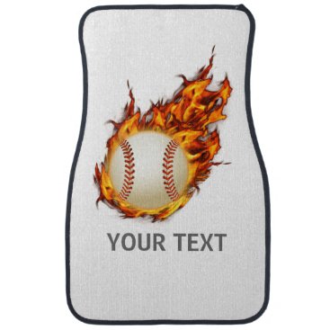 Personalized Baseball Ball on Fire car seat mat