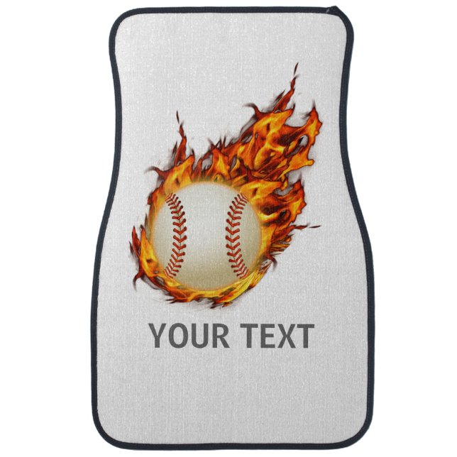 Personalized Baseball Ball on Fire car seat mat (Front)