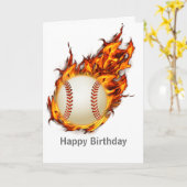 Personalized Baseball Ball on Fire Card (Yellow Flower)