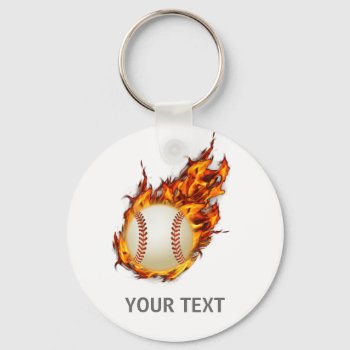 Personalized Baseball Ball On Fire Keychain by PersonalizationShop at Zazzle