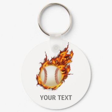 Personalized Baseball Ball on Fire keychain