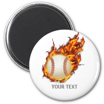 Personalized Baseball Ball On Fire Magnet by PersonalizationShop at Zazzle