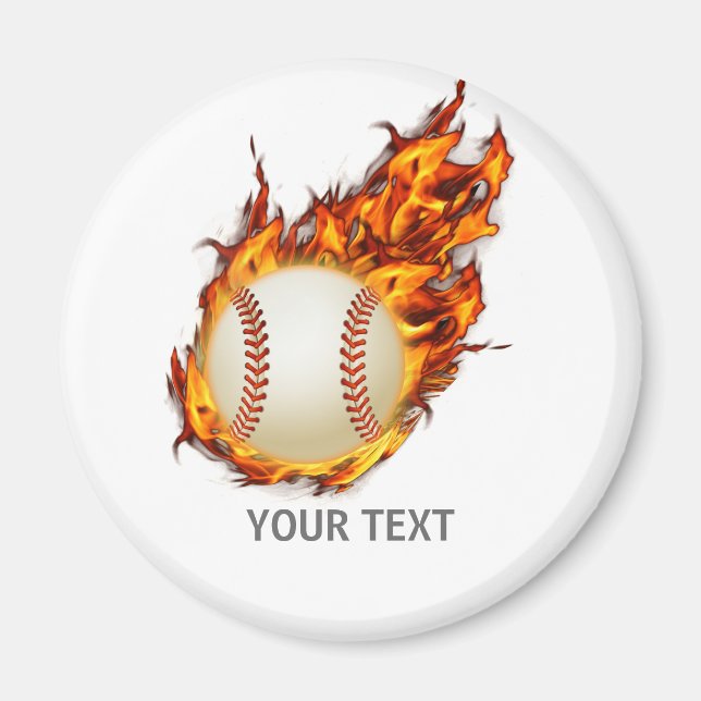 Personalized Baseball Ball on Fire Magnet (Front)