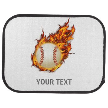 Personalized Baseball Ball On Fire Mat by PersonalizationShop at Zazzle