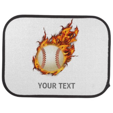 Personalized Baseball Ball on Fire mat