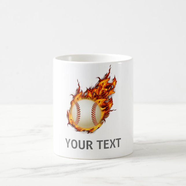 Personalized Baseball Ball on Fire mug (Center)