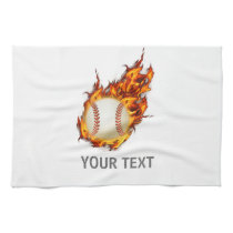 Personalized Baseball Ball on Fire towel