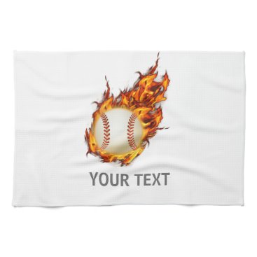 Personalized Baseball Ball on Fire towel