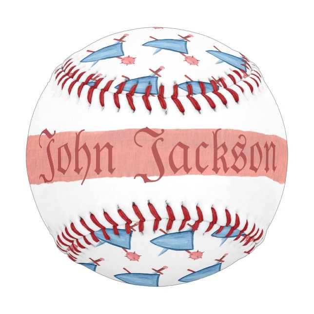 Personalized baseball ball with knight shields (Front)