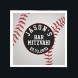 Personalized Baseball Bar Mitzvah Red Black Napkins<br><div class="desc">Personalized red,  white and black baseball Bar Mitzvah paper napkins.</div>