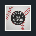 Personalized Baseball Bar Mitzvah Red Black Napkins<br><div class="desc">Personalized red,  white and black baseball Bar Mitzvah paper napkins.</div>