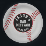 Personalized Baseball Bar Mitzvah Red Black White Paper Plates<br><div class="desc">Personalized red,  white and black baseball Bar Mitzvah paper plate.</div>