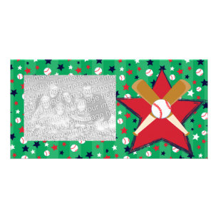 Personalized Baseball bats ball and stars Card