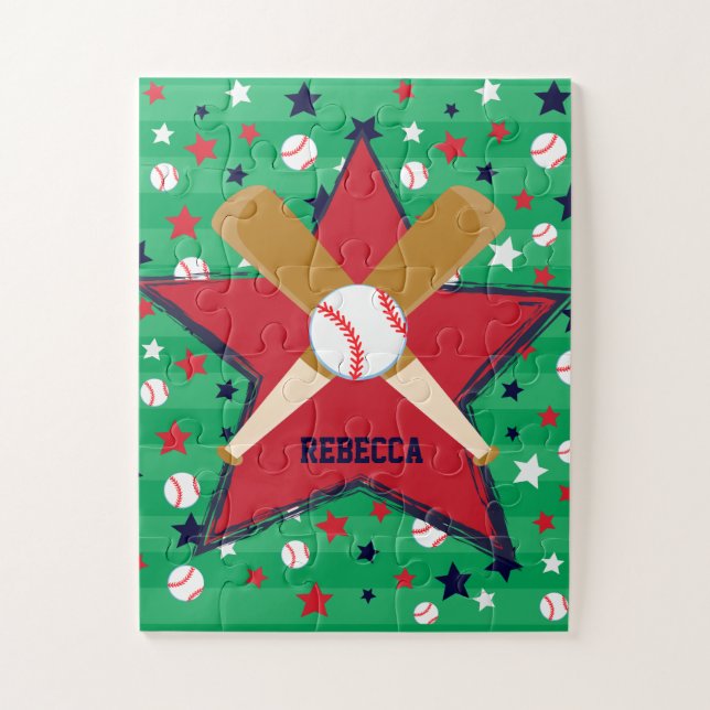 Personalized Baseball bats ball and stars Jigsaw Puzzle (Vertical)
